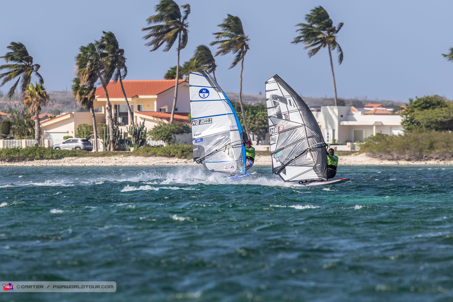 Fin slalom racing action