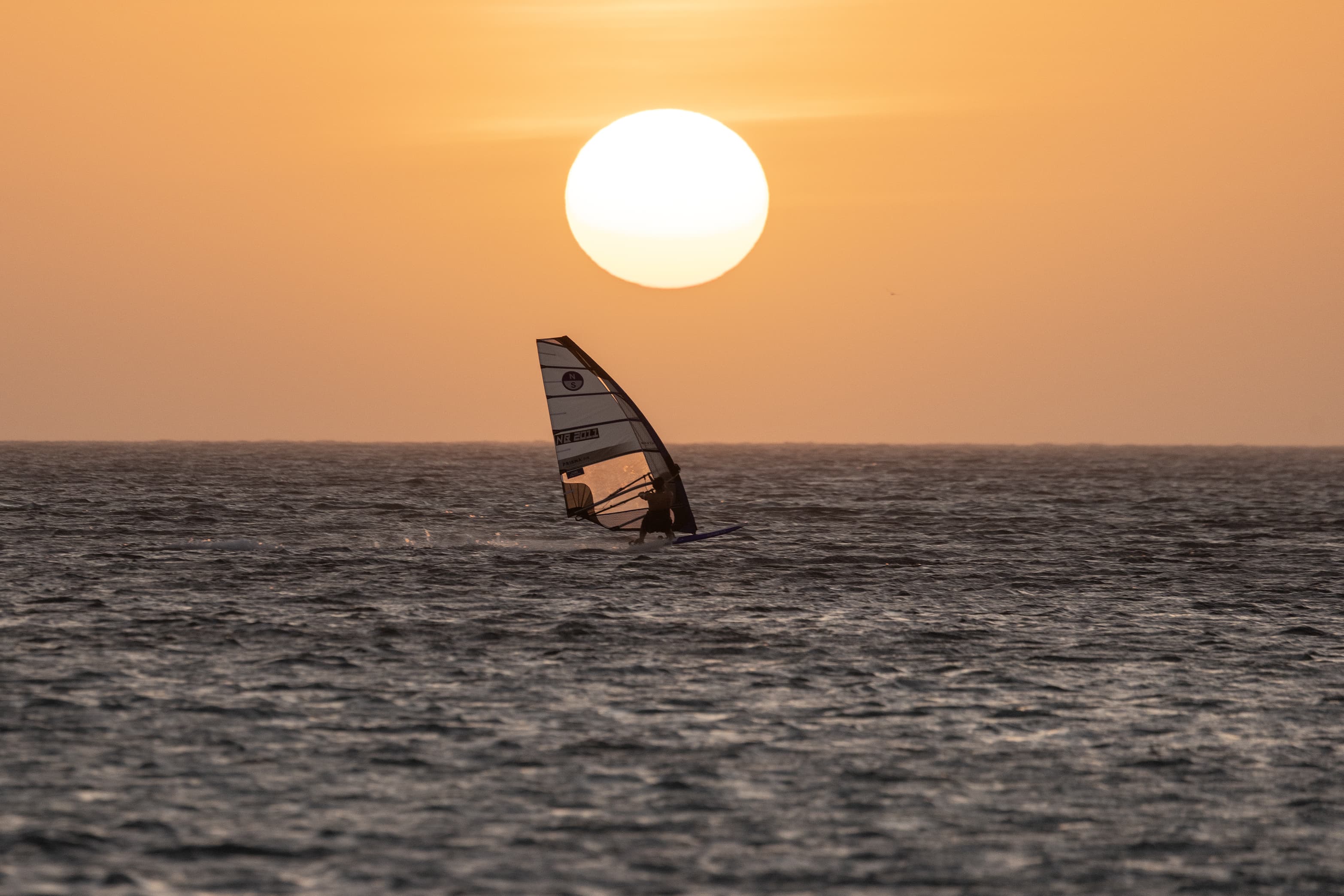 Windsurfing at last light